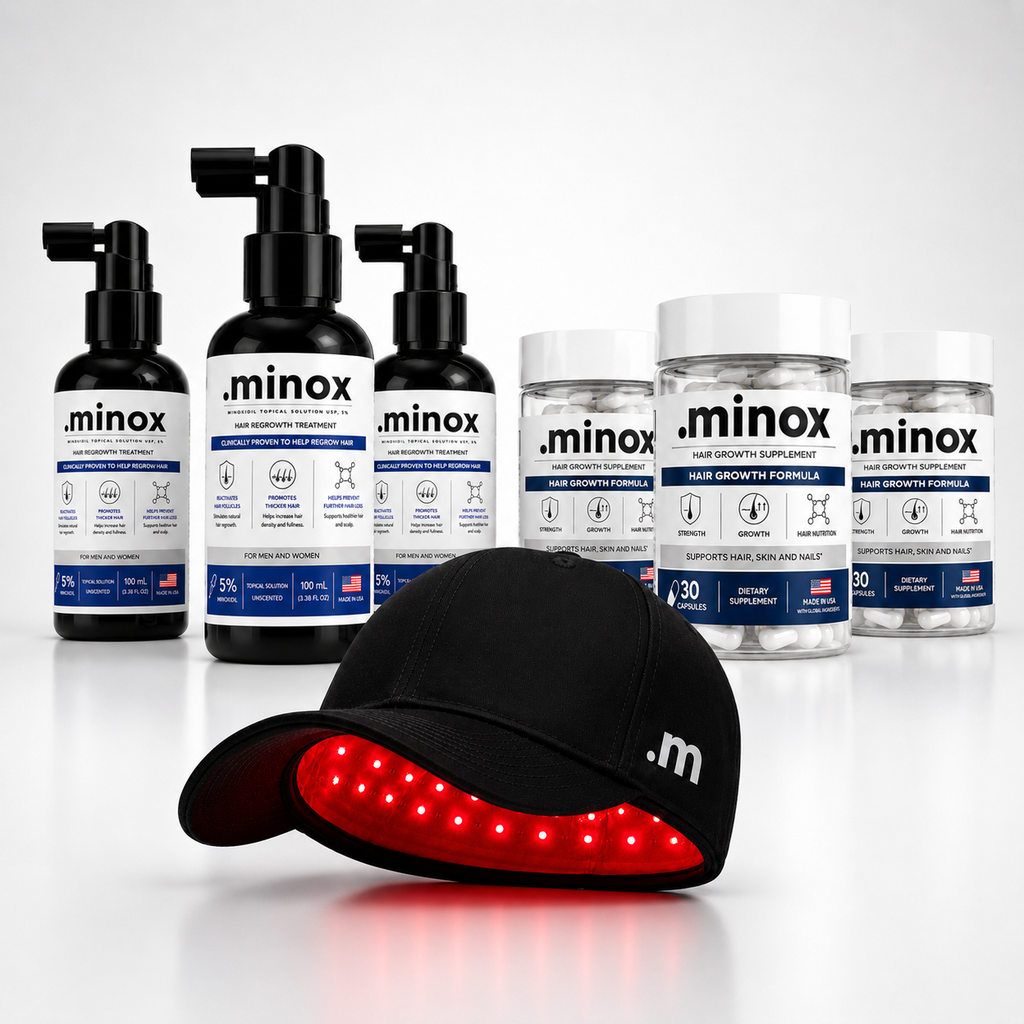 Kit Minoxidil + Vitamina+ Boné de Led | 3 Meses