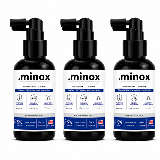 Kit Minoxidil .minox com 3 frascos de 100ml, total de 300ml