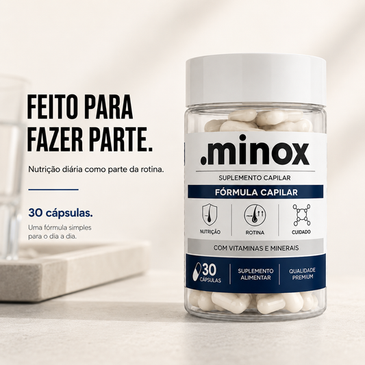 Vitamina Capilar .minox com 30 cápsulas para uso diário como parte da rotina nutricional
